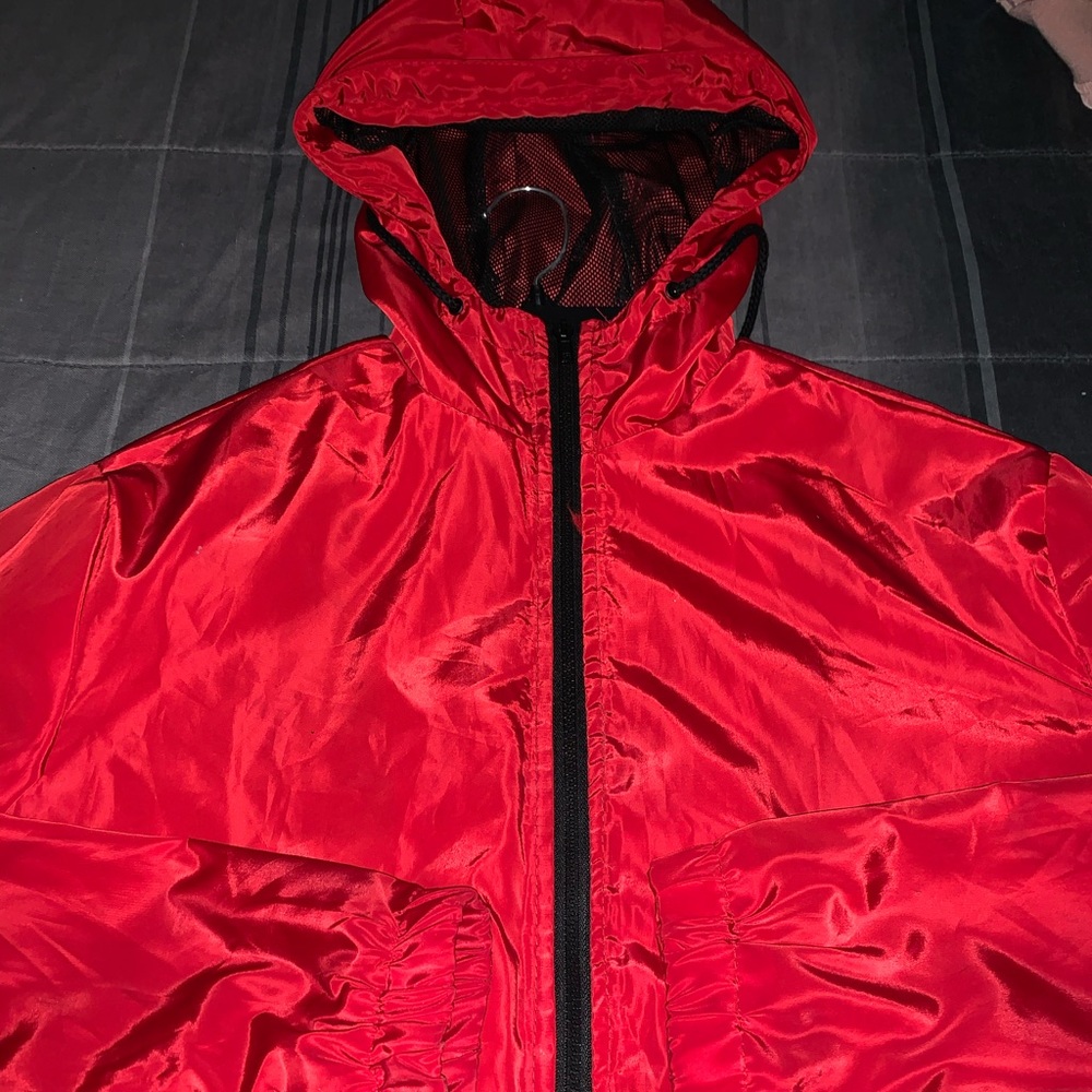 Red bomber jacket